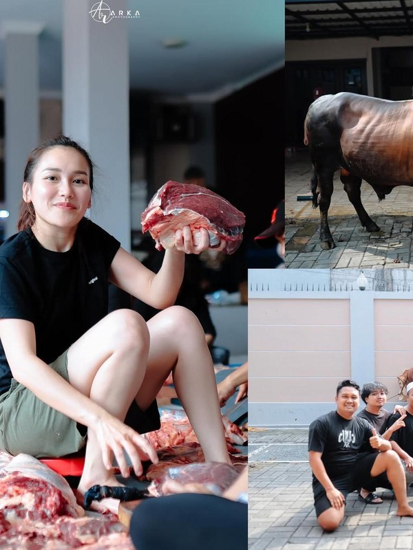 Ayu Ting Ting Potong Daging Kurban: Aksi Kebaikannya Bikin Meleleh
