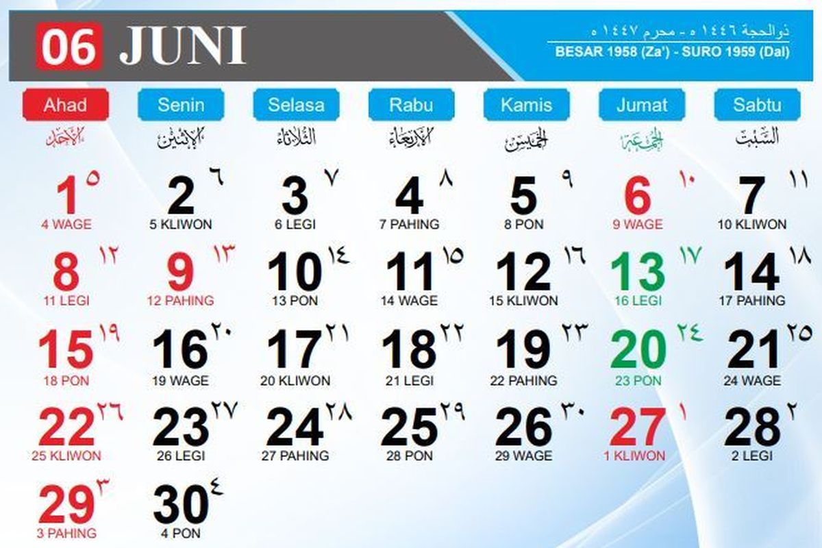 Malam Jumat 13 Juni 2025: Weton & Kalender Jawa