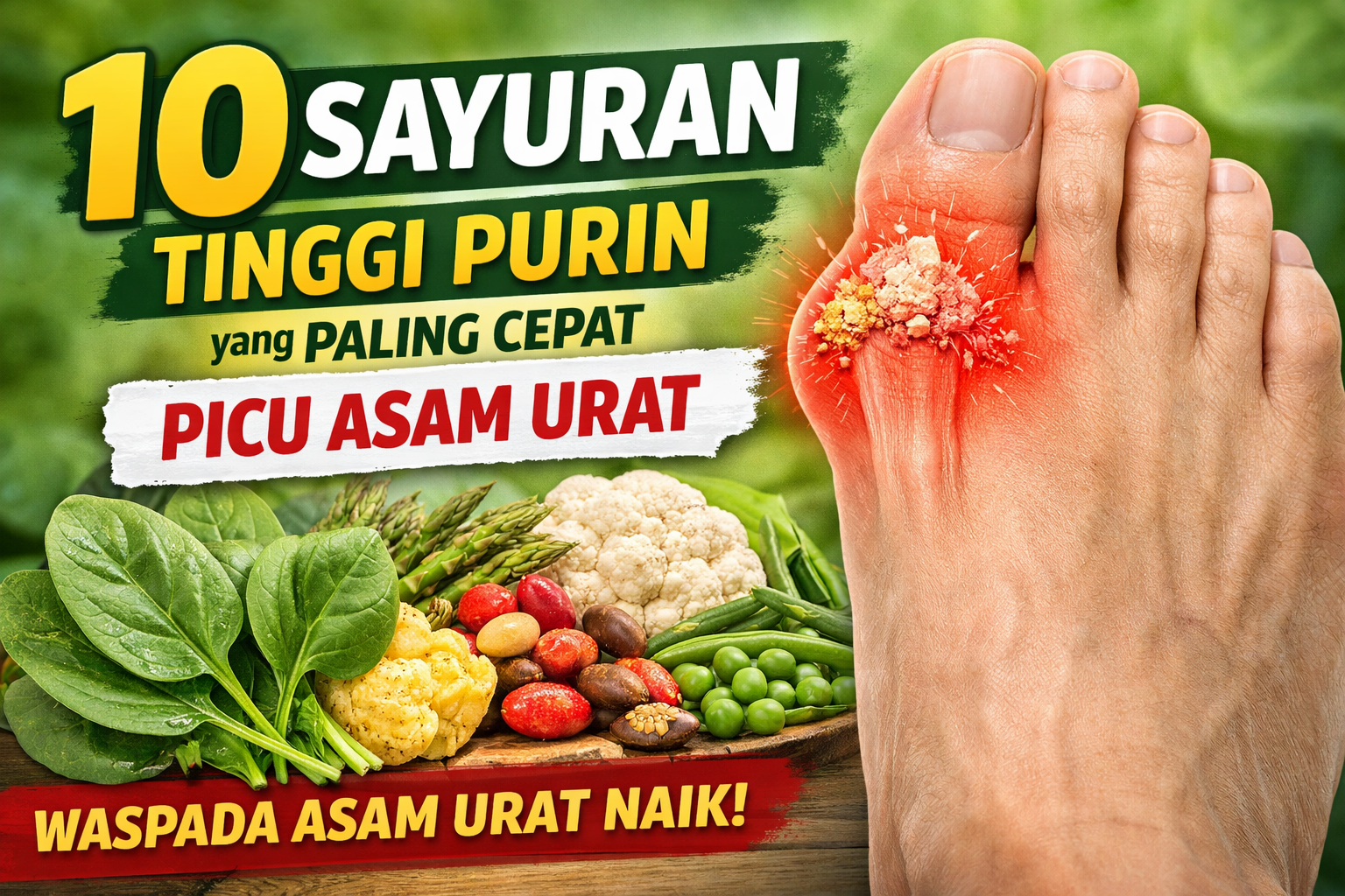 10 sayuran tinggi purin yang paling cepat picu asam urat