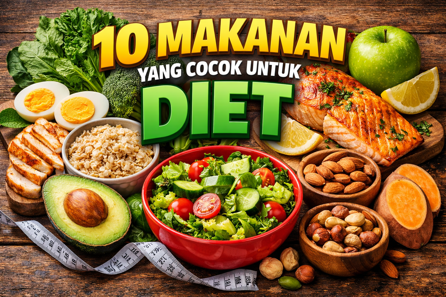 Daftar 10 makanan untuk diet yang terbukti membantu menurunkan berat badan, meningkatkan metabolisme, dan menjaga kesehatan tubuh.