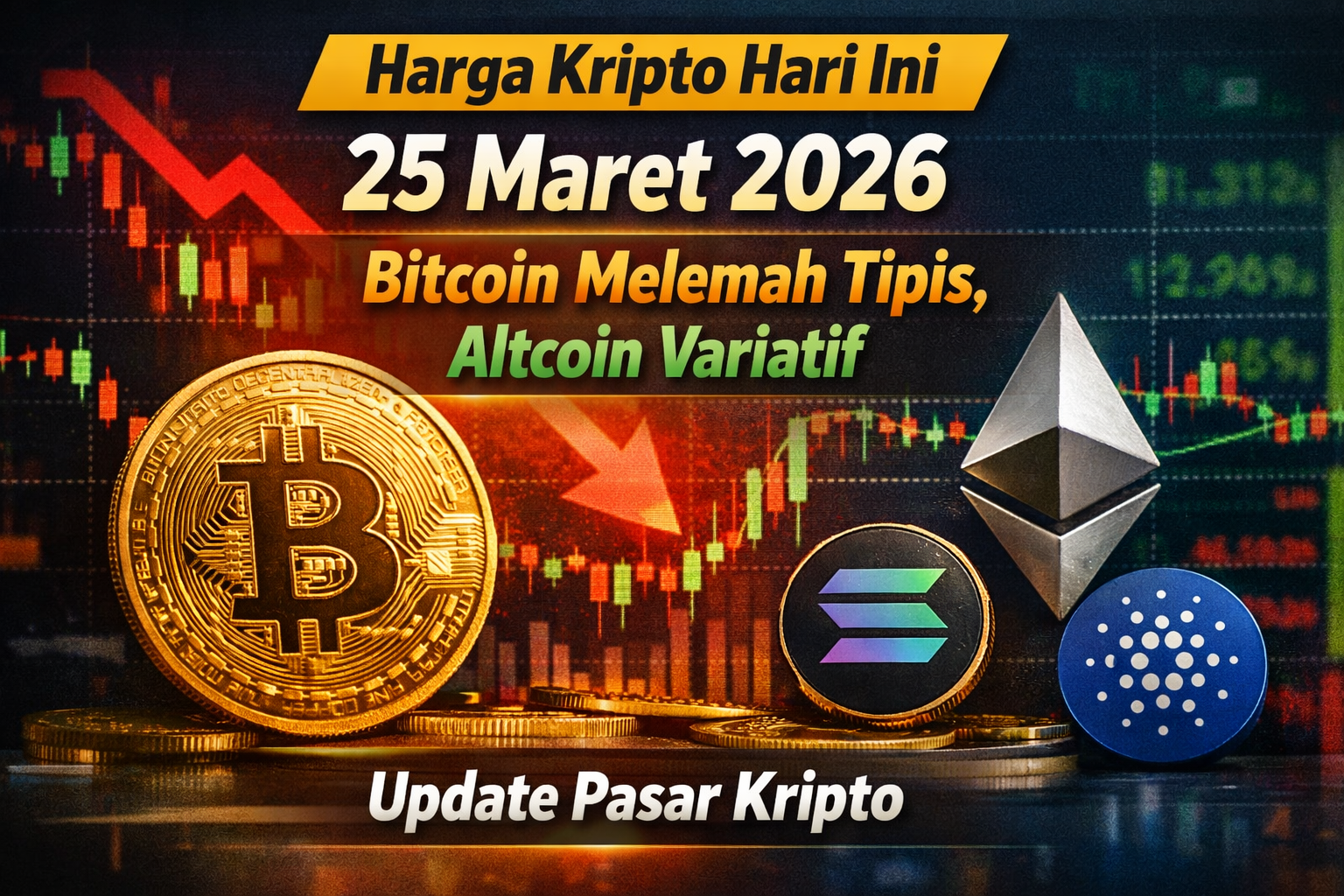 Harga Kripto Hari Ini 25 Maret 2026: Bitcoin Melemah Tipis, Altcoin Bergerak Variatif