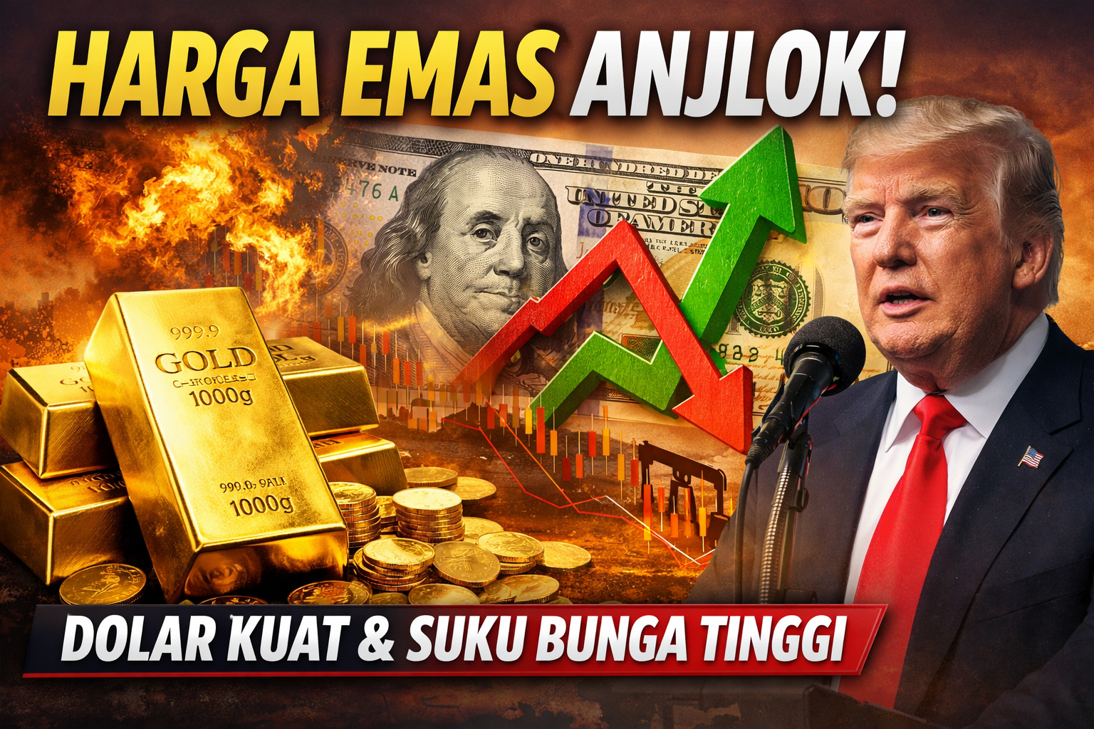 Harga Emas Melemah Dipicu Dolar Menguat dan Prospek Suku Bunga Tinggi